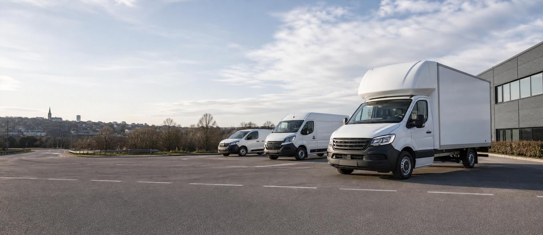 Clean Luton van and supporting hire fleet in a spacious Wakefield roadside setting